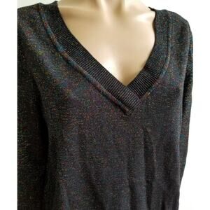 Lane Bryant Rainbow Sparkle Metallic Threading V-Neck Sweater - Size 22/24